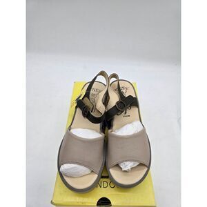 Fly London Beige & Black Slingback Sandals EU 39 UK 6 USA 8 Women Leather Adjust
